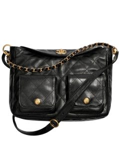 Chanel 24P Large Hobo Bag Glossy Leather Black 25Cm AS4668 B15543 94305