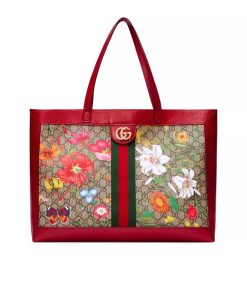 Gucci Ophidia GG Flora Medium Tote Bag Dark Red 44Cm 547947 HWHAC 8722