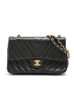 Alternative view of Chanel Medium Classic Flap Bag Chevron Black 25Cm
