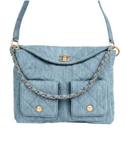 Alternative view of Chanel Large Supple Twins Hobo Bag Blue Denim 28Cm