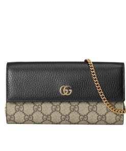 Gucci Gg Marmont Bicolor Wallet On Chain Beige Ebony 19Cm 546585 17Wag 1283