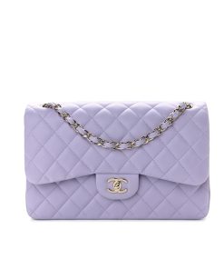 Alternative view of Chanel Medium Classic Double Flap Purple Gold Hardware 25Cm