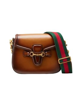 Gucci Lady Web Hand Stained Leather Shoulder Bag In Brown 25Cm 380573 B012A 2574