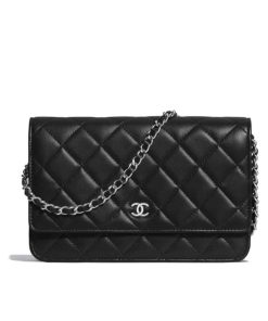 Chanel Classic Wallet On Chain Silver Black 19Cm Ap0250 Y01480 C3906