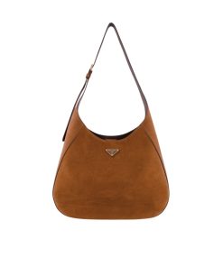 Prada Suede Hobo Bag Brown 34Cm 1Bc181 2C4S F0324