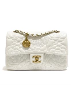 Alternative view of Chanel Flap Bag With Camellia Flower Chain White 26Cm