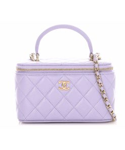 Chanel Matelasse Vanity Purple Gold Hardware 18Cm