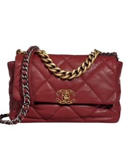 Alternative view of Chanel 19 Flap Bag Shiny Crumpled Burgundy 22Cm