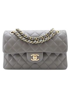 Alternative view of Chanel Classic Double Flap Bag Gold Hardware Gray 25Cm
