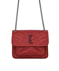 Alternative view of Saint Laurent Niki Medium In Leather Silver Tone Red 22Cm
