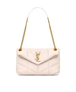 Alternative view of Saint Laurent Puffer Small In Leather Gold Hardware White 29Cm 5774761EL079207