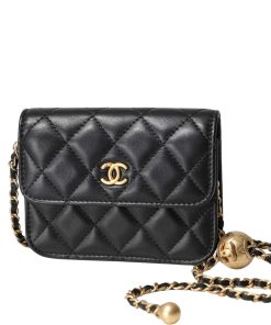 Alternative view of Chanel Clutch With Chain Pearl Crush Gold Black 15Cm Ap1628 B02916 94305