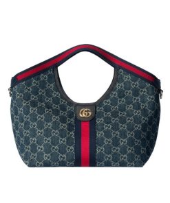 Gucci Giglio Small Tote Bag Blue And White Gg Denim 25Cm 860845 Fafrw 8864