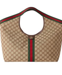 Gucci Giglio Large Tote Bag Beige And Dark Brown GG Canvas 60Cm 853971 FAFFP 2547