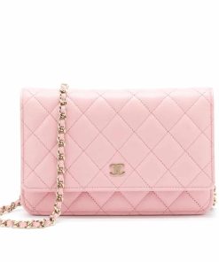 Chanel Classic Wallet On Chain Gold Light Pink 19Cm
