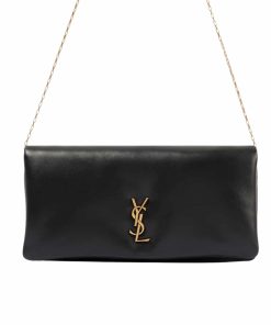 Saint Laurent Mini Calypso Leather Shoulder Bag Black 22Cm 801712 Aacx7 1000