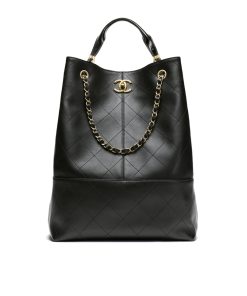 Chanel Shopping Bag Gold Tone Metal Black 33Cm AS5635 B20829 94305