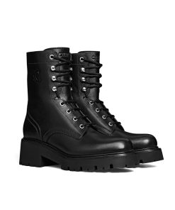 Alternative view of Celine Triomphe Rangers Mid Lace Up Boot In Shiny Bull Black 357583579C38No