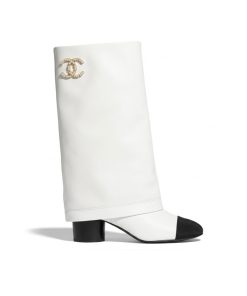 Alternative view of Chanel High Boots Leather And Grosgrain White 
