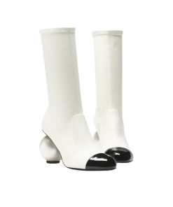 Alternative view of Chanel Mid Boots Smooth Leather White And Black G46776 B22203 U4187