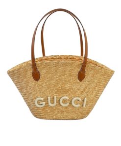Alternative view of Gucci Medium Straw Tote With Patch Natural 27Cm ‎779530 9AAE9 9541