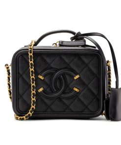Chanel CC Filigree Medium Vanity Case Black 21Cm