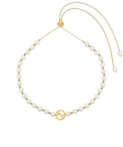 Gucci Interlocking Pearl Necklace Gold 839031 JCF27 8062
