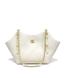Alternative view of Chanel Shopping Bag Leather And Gold Tone Metal White 21Cm