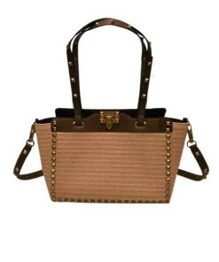 Valentino Rockstud Tote Bag Brown 28Cm