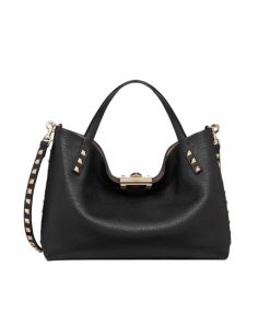 Alternative view of Valentino Garavani Rockstud Calfskin Small Tote Bag Black 26Cm