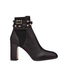 Alternative view of Valentino Garavani Rockstud Grainy Calfskin Ankle Boot Black 3W2S0P62Vce 0No
