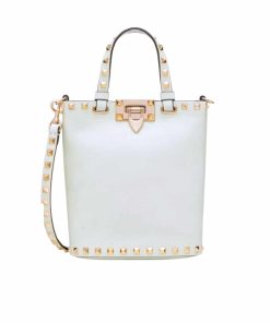 Valentino Rockstud Crossbody Pouch In Grainy White 16Cm