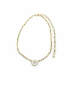 Alternative view of Chanel Logo Cc Necklace In Gold Metal And Silver Resin