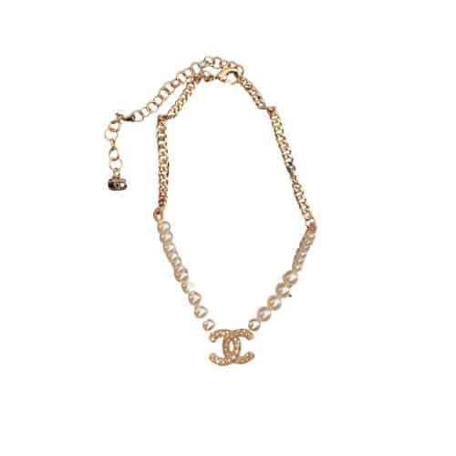 Chanel Women’S Pearl Necklace And Gold Metal