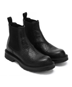 Alternative view of Gucci Leather Ankle Boot With Web Detail Black 794168 Aadpf 1056