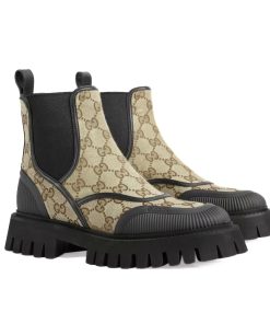 Gucci Gg Canvas Ankle Boot Beige 751711 Fabsq 9751