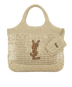 Saint Laurent Icare In Raffia Natural Gold 43Cm 772191GAAEK2063