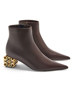 Alternative view of Loewe Anagram Leather Ankle Boots Brown